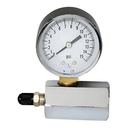 15# Test Gas Gauge With .75" Fpt Connection Silver 15# Test Gas Gauge With .75" Fpt Connection Silver