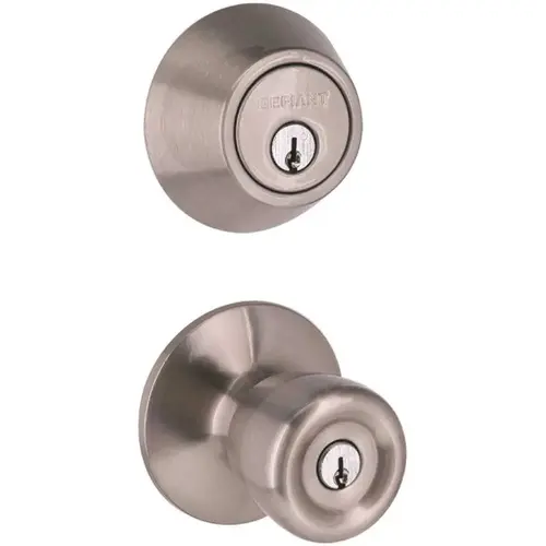 Waterbury Satin Nickel Keyed Entry Door Knob and Single Cylinder Deadbolt Combo Pack with KW1 Keyway Keyed Differently Waterbury Satin Nickel Keyed Entry Door Knob and Single Cylinder Deadbolt Combo Pack with KW1 Keyway Keyed Differently