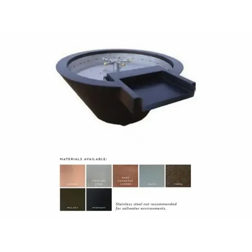 28"x12" Rd Copper Water/ Fire Pot & Valve & Ring 28"x12" Rd Copper Water/ Fire Pot & Valve & Ring
