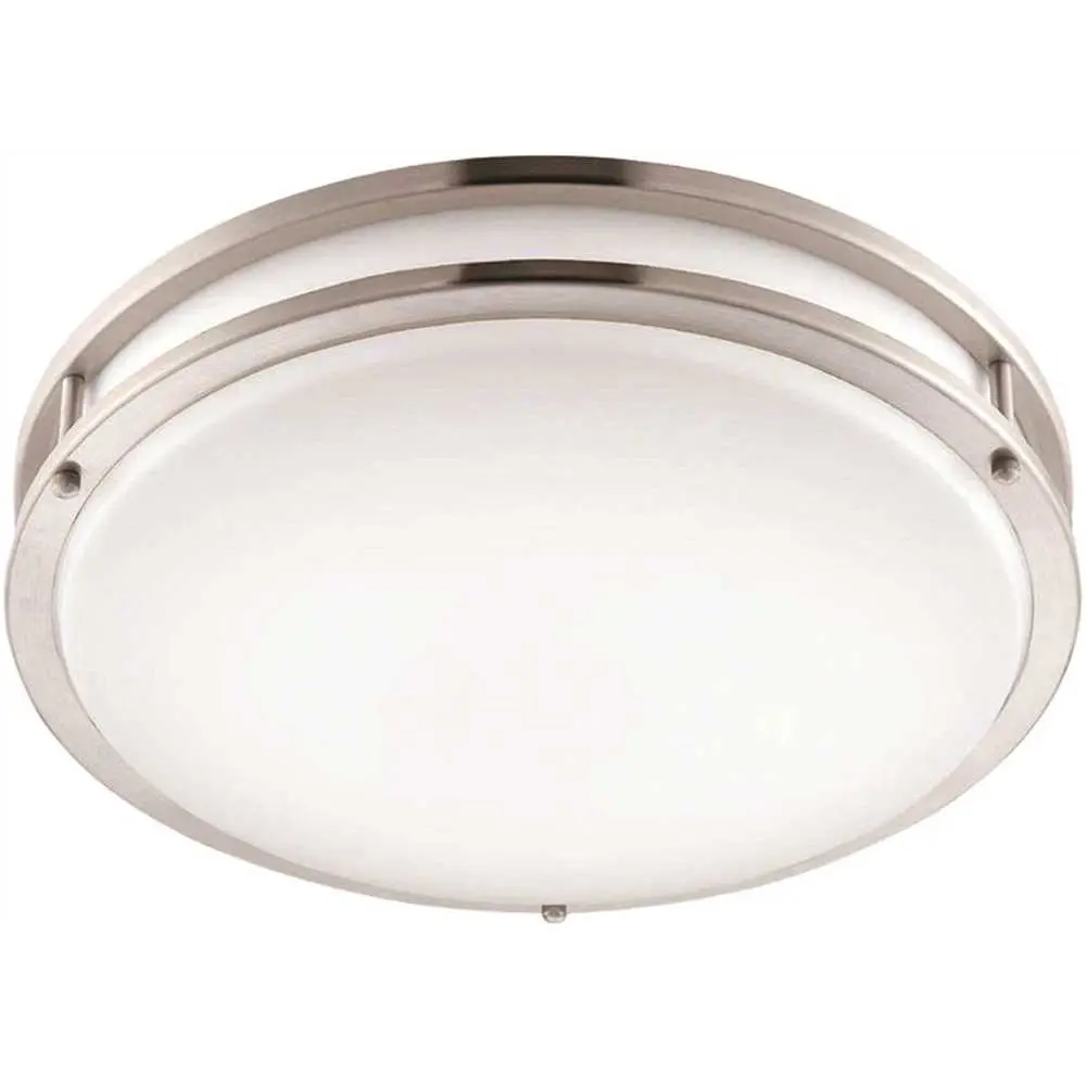 PIRATE BRANDS 12 in. Brushed Nickel Selectable LED CCT Round Flush Mount Light Color/Finish Family HDP1412C3C-35
