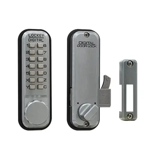Mechanical Keyless Combination Hook Bolt Lock Fits Doors Up To 3" Thick Satin Chrome Mechanical Keyless Combination Hook Bolt Lock Fits Doors Up To 3" Thick Satin Chrome