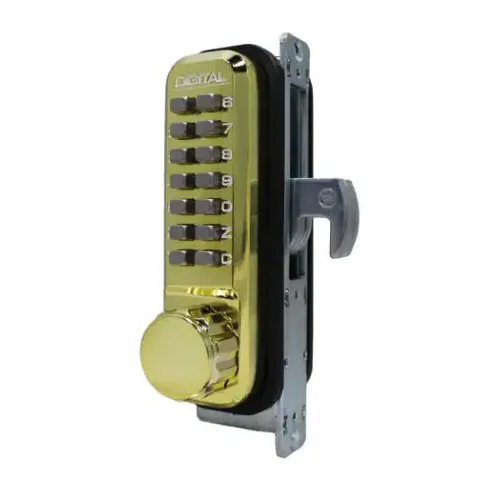 Mechanical Keyless Narrow Stile Hook Bolt Lock Single Combination Bright Brass Mechanical Keyless Narrow Stile Hook Bolt Lock Single Combination Bright Brass