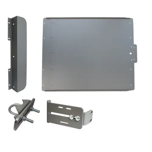 Edge Panic Shield Kit with ED-SB Strike Bracket; Latch Protector; and Jamb Stop Silver Finish