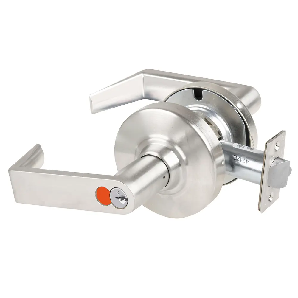 Schlage Grade 2 Office Cylindrical Lock with Field Selectable Vandlgard Rhodes Lever SFIC Construction Core Satin Nickel Fini ALX50H RHO 619 14-028