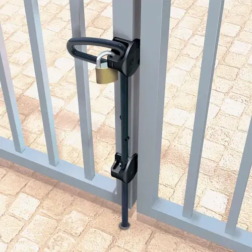 Q Bolt Drop Bolt Pad lockable Drop Rod With Mounting Guides Metal Gate Material 40" Bolt Length Black