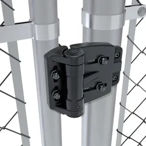 D&D Technologies TCAMA2RND TruClose Round Multi Adjustable Self Closing Gate Hinges For Chain Link Round Gate Posts Black Pair