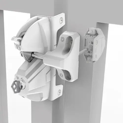 LokkLatch Deluxe Privacy And Security Gate Latch Alike Keyed White Finish
