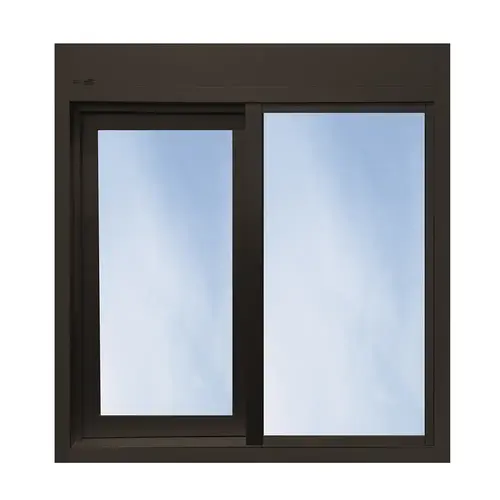 47-1/2" W x 43-1/2" H 600 Single Panel Sliding Transaction Window Manual Open / Electronic Release Left Dark Bronze Frame