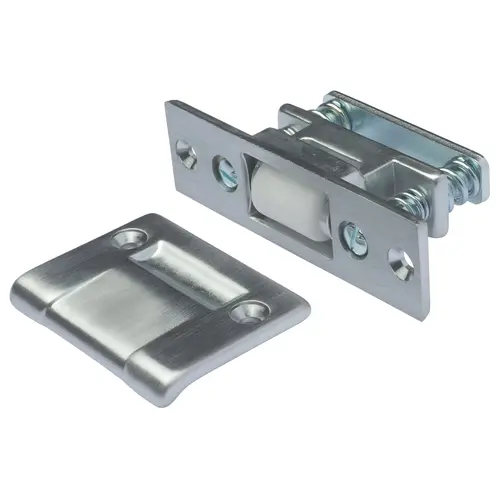 Roller Latch with Full Lip Strike Satin Chrome Finish Roller Latch with Full Lip Strike Satin Chrome Finish