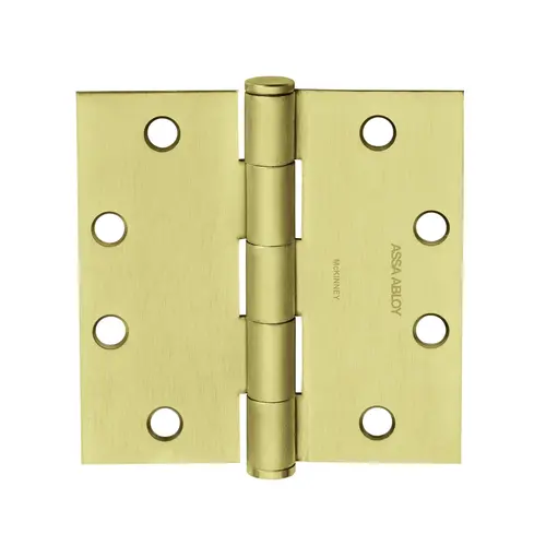 Full Mortise Hinge, 5-Knuckle, Standard Weight, 5" x 4-1/2", Square Corner, Satin Brass Full Mortise Hinge, 5-Knuckle, Standard Weight, 5" x 4-1/2", Square Corner, Satin Brass
