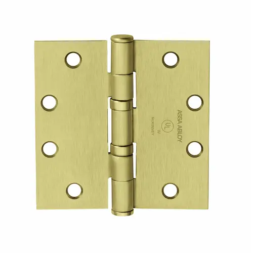 Full Mortise Hinge, 5-Knuckle, Standard Weight, 4" x 4", Square Corner, Satin Brass Full Mortise Hinge, 5-Knuckle, Standard Weight, 4" x 4", Square Corner, Satin Brass