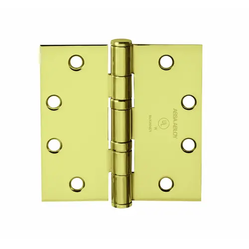 Full Mortise Hinge, 5-Knuckle, Standard Weight, 4" x 4", Square Corner, Bright Brass Full Mortise Hinge, 5-Knuckle, Standard Weight, 4" x 4", Square Corner, Bright Brass