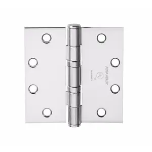 McKinney TA2314 4-1/2X4-1/2 26 Full Mortise Hinge, 5-Knuckle, Standard Weight, 4-1/2" x 4-1/2", Square Corner, Bright Chrome