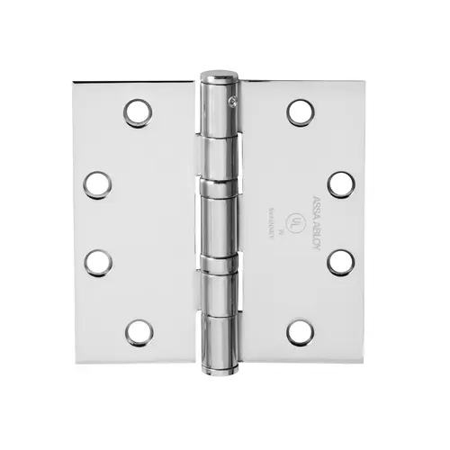 Full Mortise Hinge, 5-Knuckle, Standard Weight, 4-1/2" x 4", Square Corner, Non-Removable Pin, Bright Chrome Full Mortise Hinge, 5-Knuckle, Standard Weight, 4-1/2" x 4", Square Corner, Non-Removable Pin, Bright Chrome