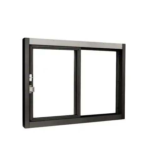 Self Closing Side Sliding Transaction Window 47 1/2" W x 43 1/2" H Size Left Hand Slide Dark Bronze Anodized Finish