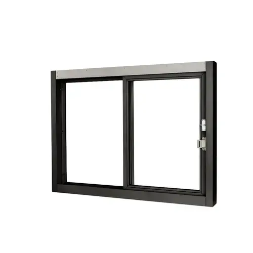 Self Closing Side Sliding Transaction Window 47 1/2" W x 43 1/2" H Size Right Hand Slide Dark Bronze Anodized Finish