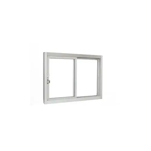 Self Closing Side Sliding Transaction Window 47 1/2" W x 43 1/2" H Size Left Hand Slide Clear Anodized Finish