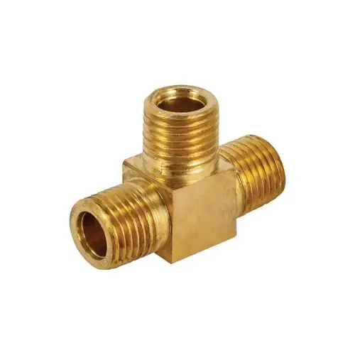 3-Way Tee Fitting, 1/4 in, MNPT, Brass