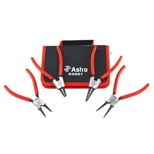 4-Piece Snap Ring Plier Set, 0.067 in, Hardened Chrome Vanadium Black and Polished