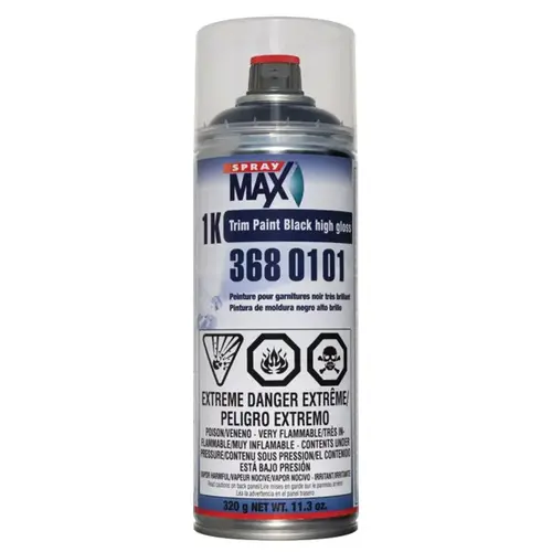 1K Trim Paint, 11.3 oz Aerosol Can, Gloss Black, Liquid, 5.4 sq-ft Coverage
