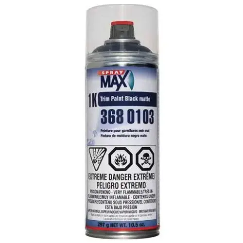 1K Trim Paint, 10.5 oz Aerosol Can, Matt Black, Liquid, 5.4 sq-ft Coverage 1K Trim Paint, 10.5 oz Aerosol Can, Matt Black, Liquid, 5.4 sq-ft Coverage