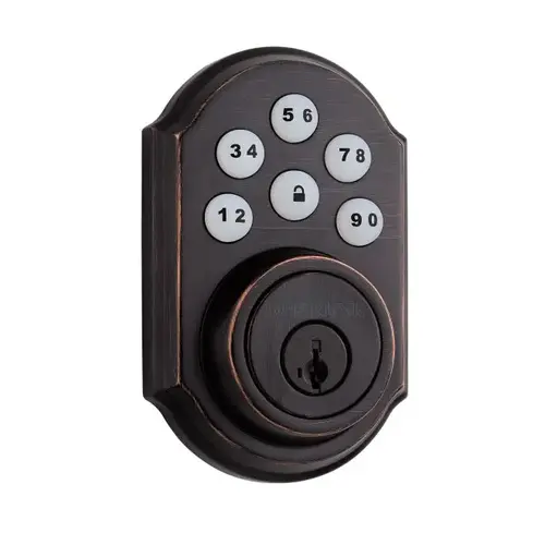 Smartcode Electronic Deadbolt with Smart Key with Round Corner Adjustable Latch and Round Corner Strike Venetian Bronze Finish Smartcode Electronic Deadbolt with Smart Key with Round Corner Adjustable Latch and Round Corner Strike Venetian Bronze Finish