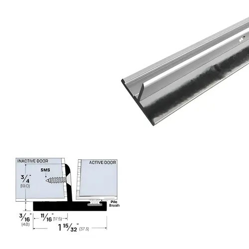 Security Astragal (1-15/32" by 15/16") Matte Black Powder Coat