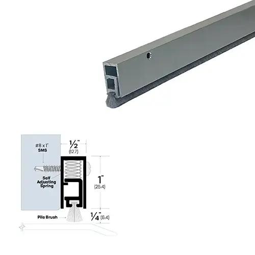 84" Door Sweep (1/2" by 1-1/4") Clear Anodized Aluminum7 84" Door Sweep (1/2" by 1-1/4") Clear Anodized Aluminum7