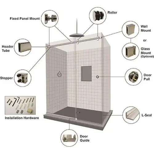 Sanibel Sliding 180 Shower Door Kit Square Tube Matte Black NO GLASS INCLUDED Sanibel Sliding 180 Shower Door Kit Square Tube Matte Black NO GLASS INCLUDED