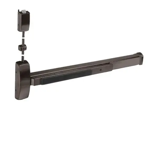 UL Fire Rated Extra Heavy Duty 7' Surface Vertical Rod Exit Device Less Bottom Rod Less 13 Trim Left Hand Reverse for 37" to 42" Door Dark Bronze Finish UL Fire Rated Extra Heavy Duty 7' Surface Vertical Rod Exit Device Less Bottom Rod Less 13 Trim Left Hand Reverse for 37" to 42" Door Dark Bronze Finish