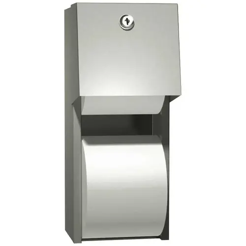 Roval Commercial Surface Mounted Twin Hide-A-Roll Toilet Paper Dispenser in Stainless Steel Satin