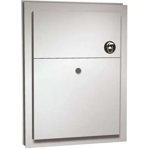 American Specialties Commercial Partition Mounted Dual Access Sanitary Napkin Disposal in Stainless Steel Satin American Specialties Commercial Partition Mounted Dual Access Sanitary Napkin Disposal in Stainless Steel Satin