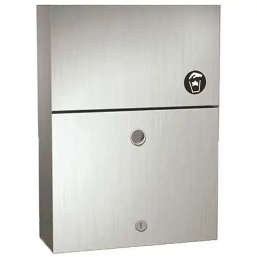 American Specialties Commercial Surface Mounted Sanitary Napkin Disposal with Lock in Stainless Steel Satin