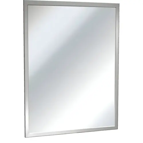 18 in. W x 30 in. H Rectangular Framed Inter-Lok Angle Plate Glass Wall Mount Bathroom Vanity Mirror in Stainless Steel 18 in. W x 30 in. H Rectangular Framed Inter-Lok Angle Plate Glass Wall Mount Bathroom Vanity Mirror in Stainless Steel