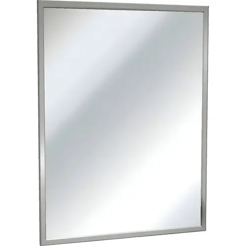 24 in. W x 30 in. H Rectangular Framed Single Chan-Lok Plate Glass Wall Mount Bathroom Vanity Mirror in Stainless Steel 24 in. W x 30 in. H Rectangular Framed Single Chan-Lok Plate Glass Wall Mount Bathroom Vanity Mirror in Stainless Steel