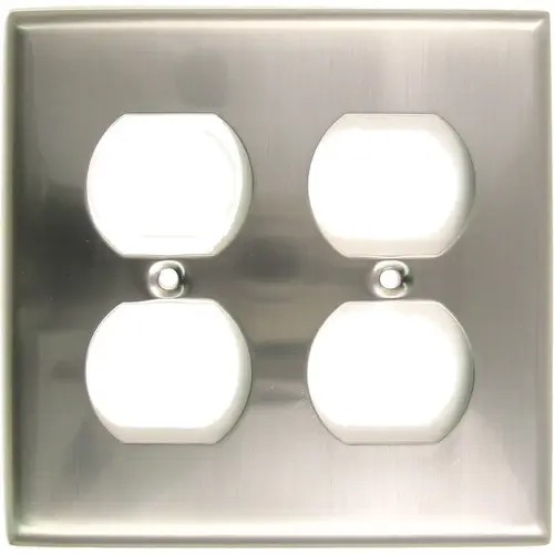 Double Outlet Switch Plate Satin Nickel Finish