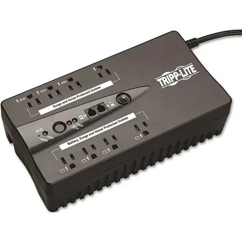 ECO SERIES GREEN 550VA UPS, 120V, USB, RJ11, 8 OUTLET Black