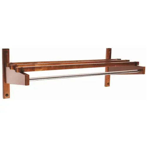 COAT RACK WALNUT 24" Chrome Plated