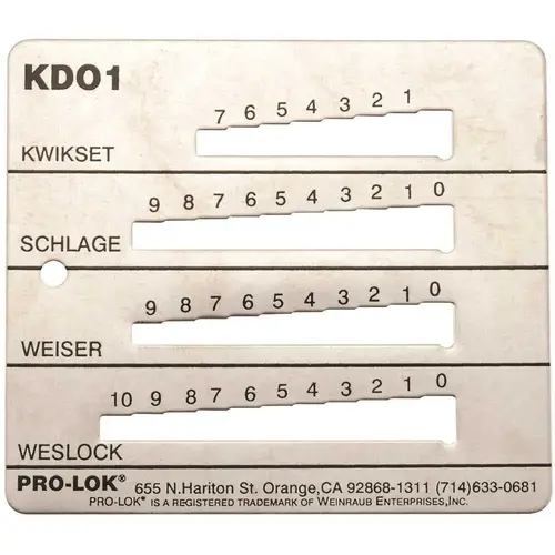 SCHLAGE-KWIKSET WEISER-WESLOCK KEY DECODER Stainless SCHLAGE-KWIKSET WEISER-WESLOCK KEY DECODER Stainless