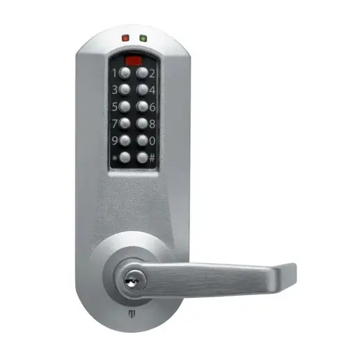 Eplex Exit Trim Electronic Pushbutton Lock with Winston Lever and Kaba Cylinder Satin Chrome Finish