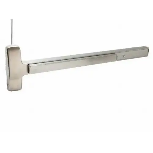 Fire Rated 3' Surface Vertical Rod Exit Device Less Bottom Rod with Auxiliary Fire Latch Satin Stainless Steel Finish Fire Rated 3' Surface Vertical Rod Exit Device Less Bottom Rod with Auxiliary Fire Latch Satin Stainless Steel Finish