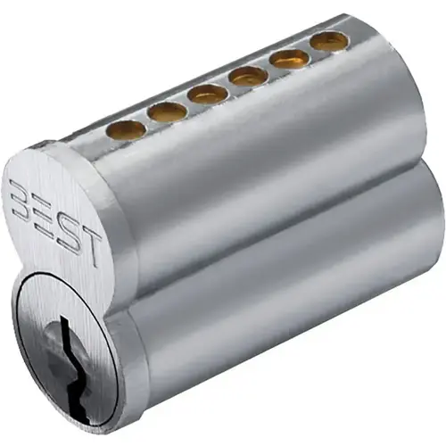 Standard 6 Pin A Keyway Uncombinated Core with Spacer Satin Chrome Finish Standard 6 Pin A Keyway Uncombinated Core with Spacer Satin Chrome Finish