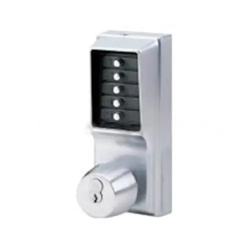 1000 Series Mechanical Pushbutton Cylindrical Knob Lock, Bright Polished Chrome