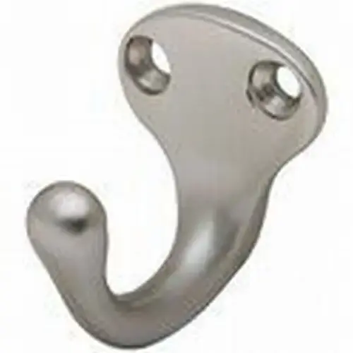 Aluminum Single Wardrobe Hook Satin Nickel Finish Aluminum Single Wardrobe Hook Satin Nickel Finish