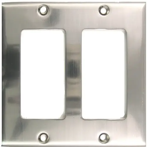 Double Rocker Switch Plate Satin Nickel Finish Double Rocker Switch Plate Satin Nickel Finish