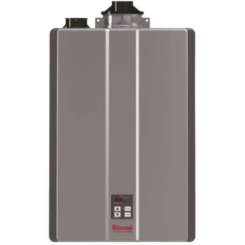 Super High Efficiency Plus 11 GPM Residential 199,000 BTU Natural Gas Tankless Water Heater Silver Metallic