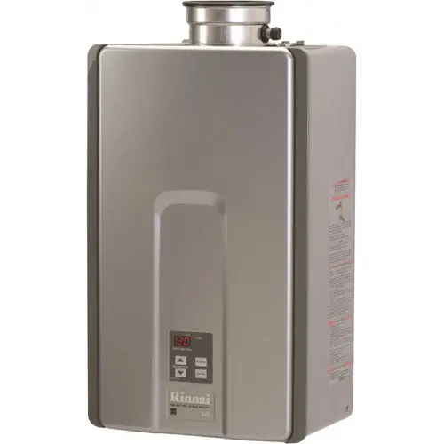 High Efficiency Plus 7.5 GPM Residential 180,000 BTU Natural Gas Tankless Water Heater Silver Metallic