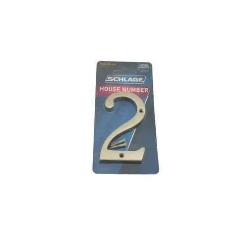 Solid Brass Carded Classic House Number 2 Satin Nickel Solid Brass Carded Classic House Number 2 Satin Nickel