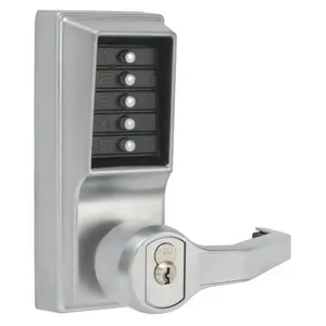 Simplex LR1021B26D Right Hand Mechanical Pushbutton Lever Lock with Key Override, Best Prep and 2-3/4" Backset Satin Chrome Finish