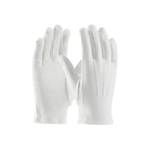 130-100WMPD White Medium Cotton General Purpose Gloves - Plastic Dotted Palm & Fingers Coating